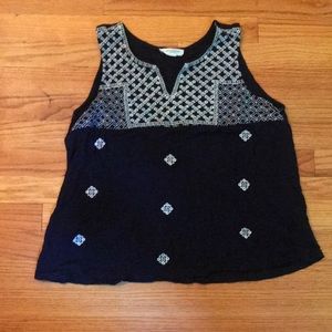 Beach loungewear - navy & white tank top -XS